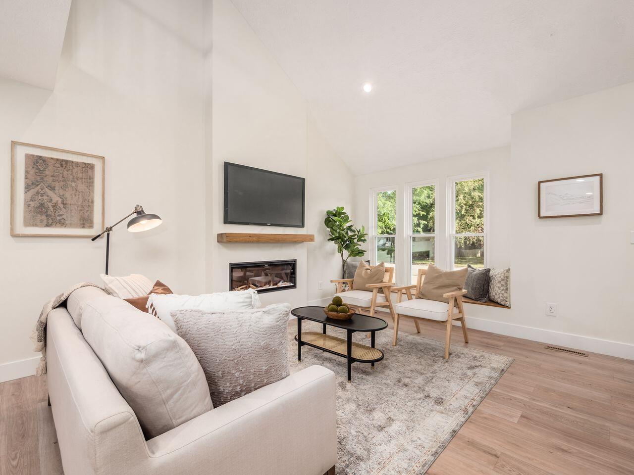 living room, new electric fireplace