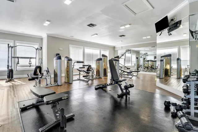 a view of a room with gym equipment