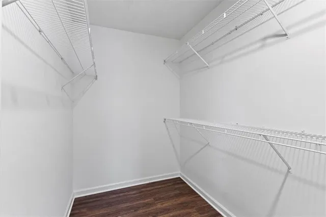 a view of a room with racks on the wall