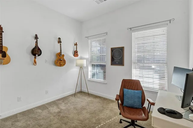 a room with a workspace