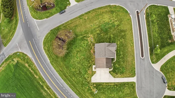 an aerial view of a garden