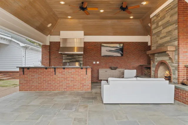 a view of building with glass door