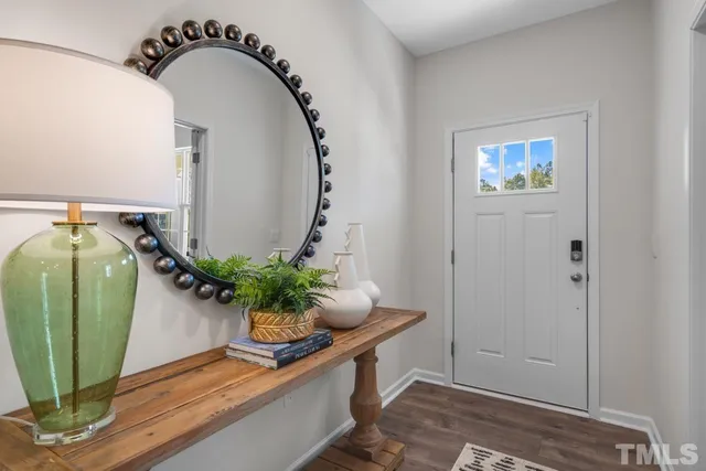 a view of entryway with wooden floor