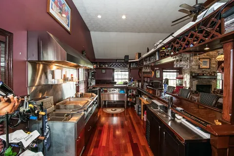 a view of a garage with furniture