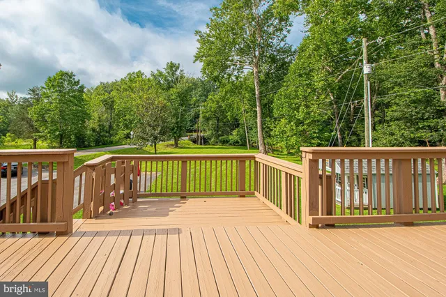 a view of a wooden deck