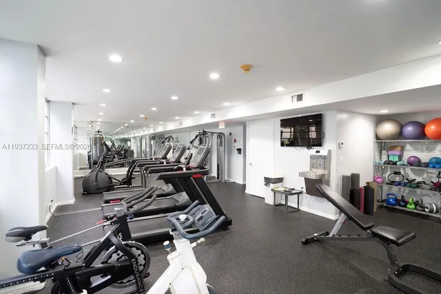 a view of a room with gym equipment