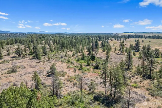 a view of a lake with sunset in background
