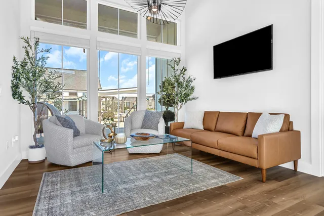 a view of living room with furniture and window
