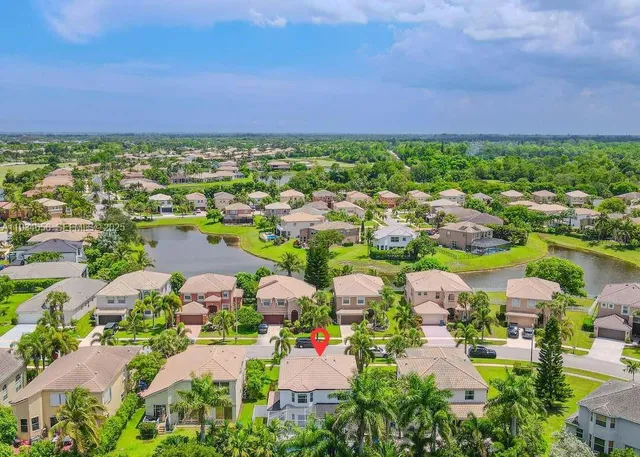 an aerial view of a houses with outdoor space