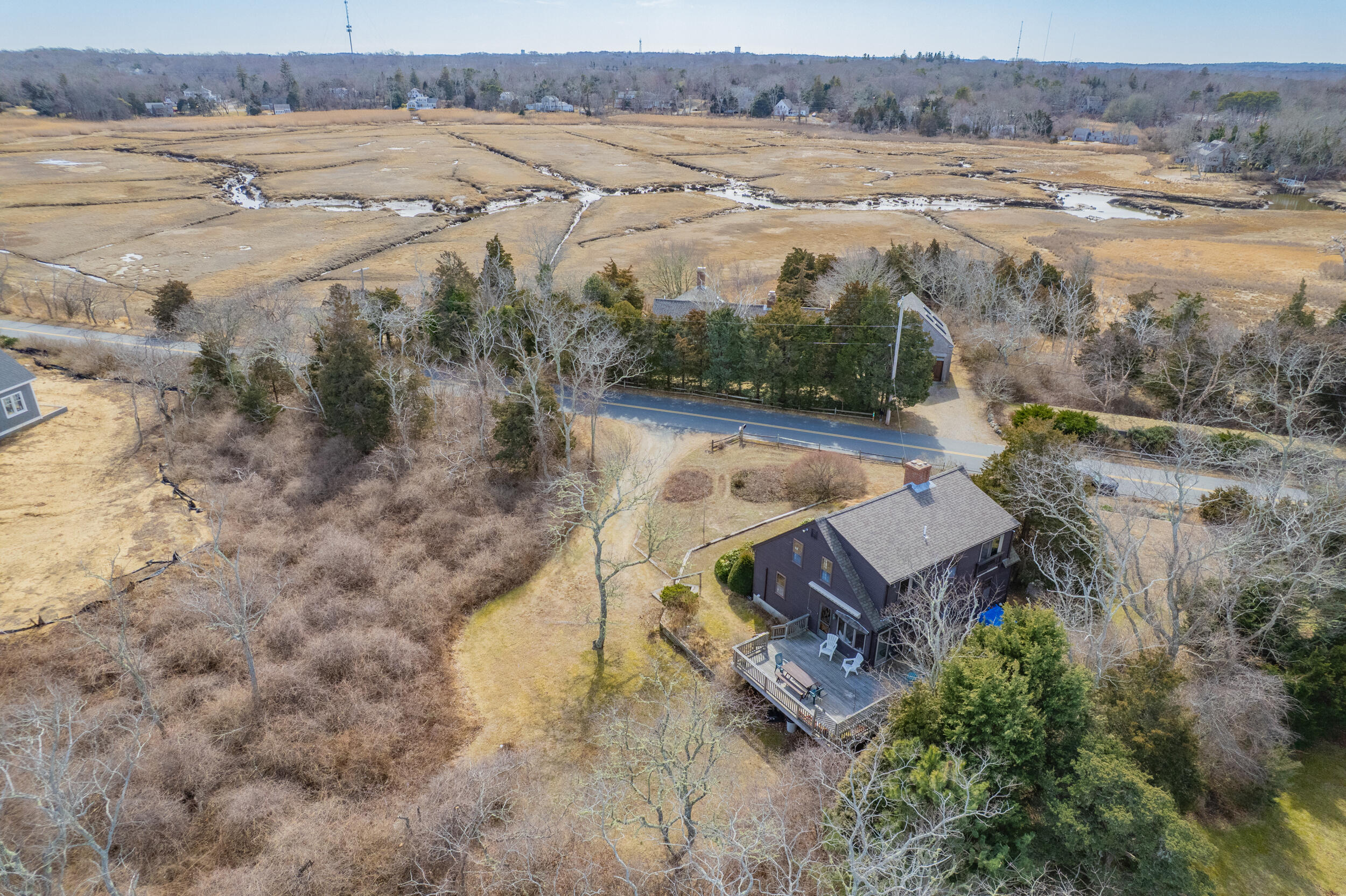 80 Dyer Prince Road Eastham, MA 02642 - Photo 5 of 39 an aerial view of a house with a yard