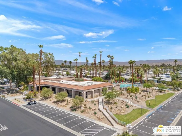a living room with furniture plant and a large window