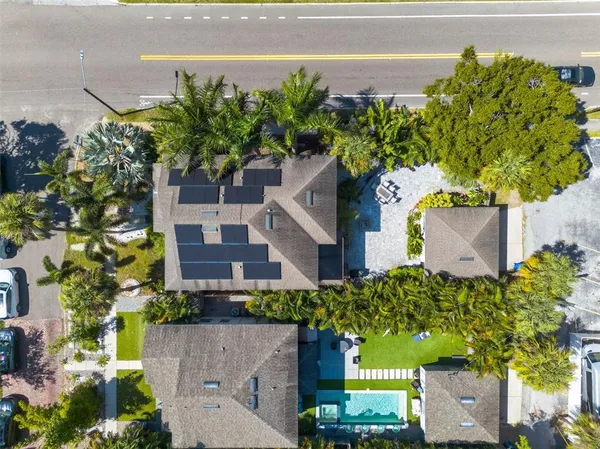 an aerial view of a house