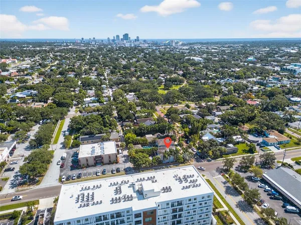 an aerial view of a city