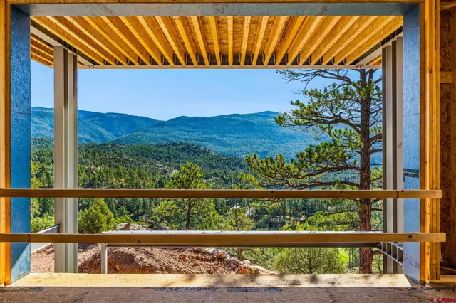 a view of balcony with a large window