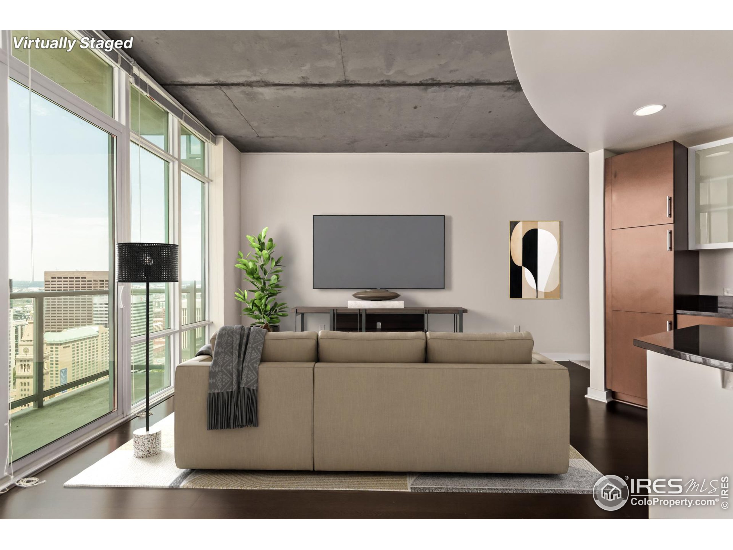 891 14th Street, Unit 3904 Denver, CO 80202 - Photo 4 of 39 a living room with furniture and a flat screen tv