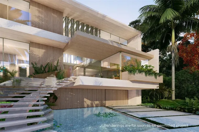 a view of a house with a yard and palm trees