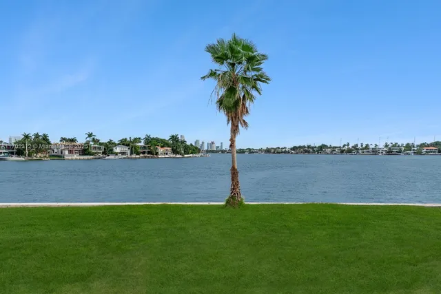 a view of a lake and a yard