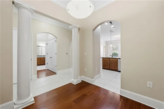 wooden floor in an empty room and a gallery