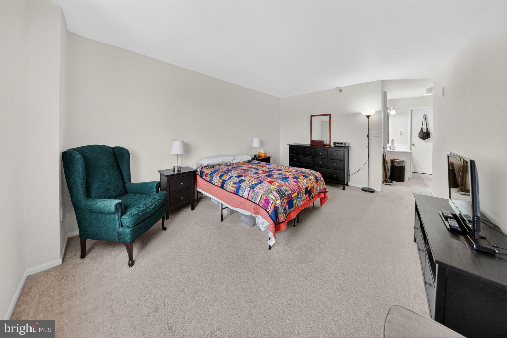 15115 Interlachen Drive, Unit 3812 Silver Spring, MD 20906 - Photo 25 of 46 a bedroom with a bed flat screen tv and windows