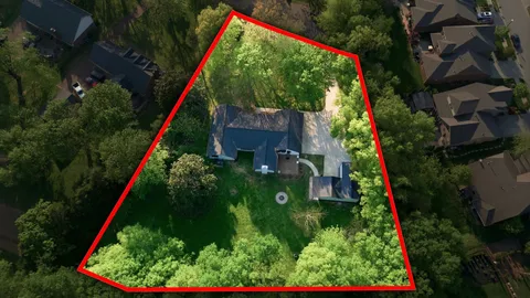 an aerial view of a house