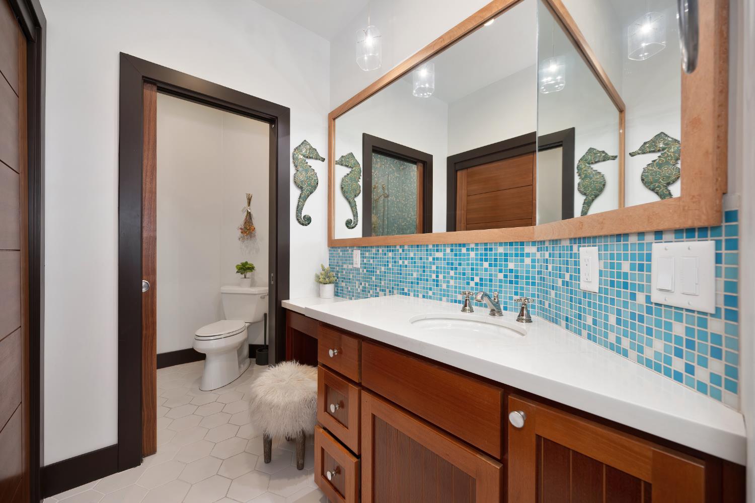 9475 King Road Loomis, CA 95650 - Photo 49 of 96 a bathroom with a sink and a mirror