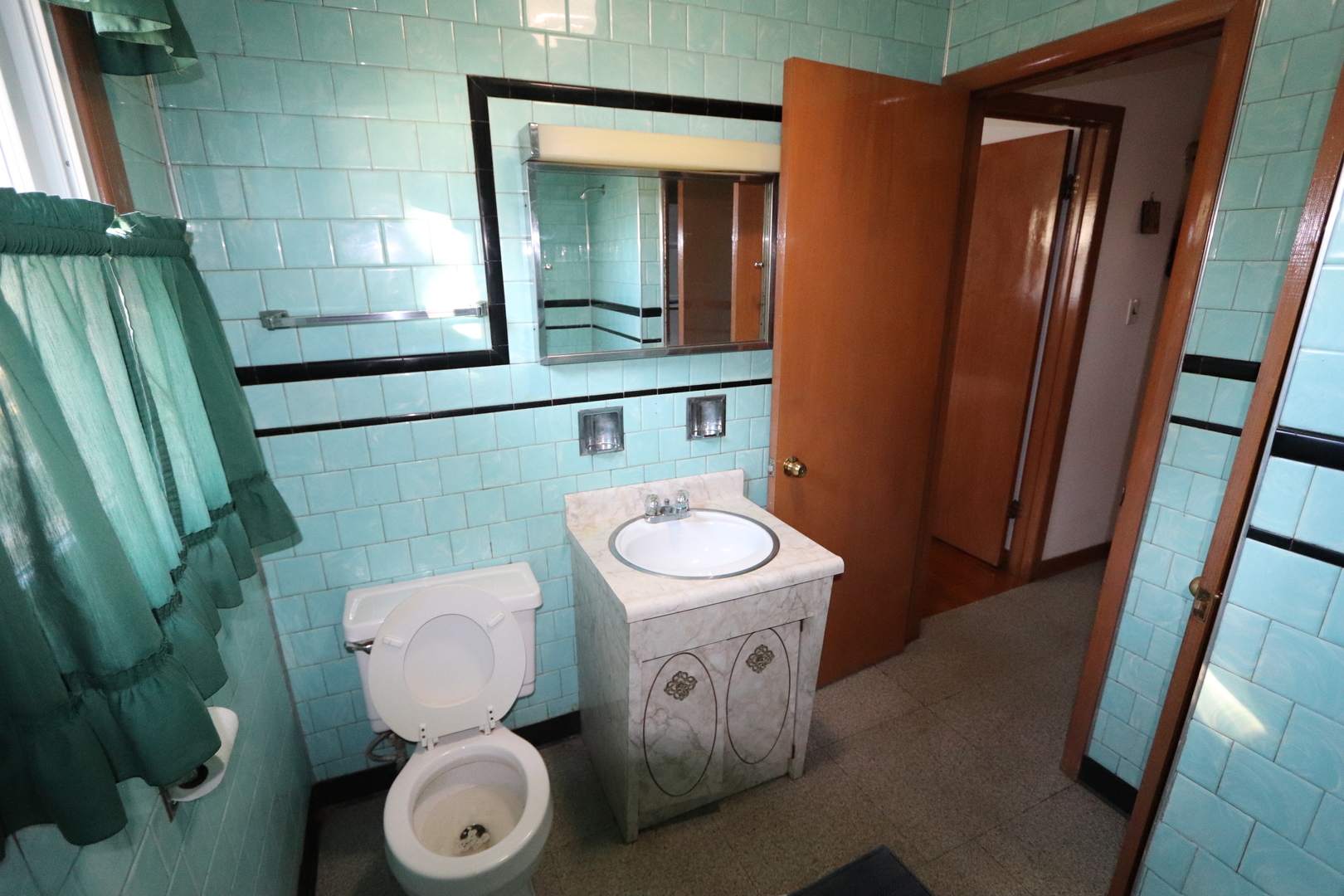 4919 Long Avenue Chicago, IL 60638 - Photo 17 of 29 a bathroom with a toilet a sink and a mirror