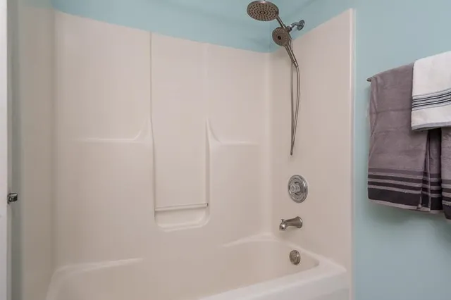 a bathroom with a bathtub