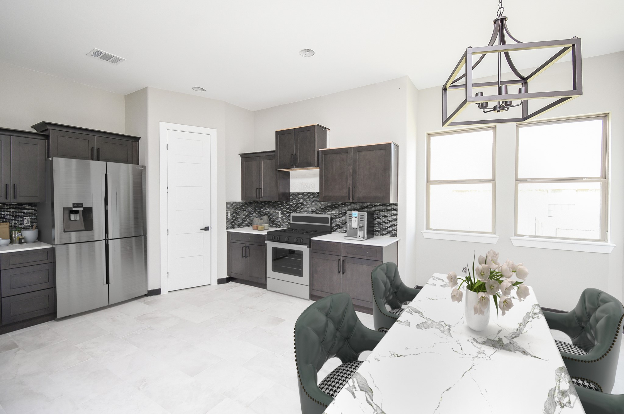 208 Silverleaf Road Sweeny, TX 77480 - Photo 17 of 49 a kitchen with stainless steel appliances kitchen island granite countertop a sink refrigerator stove and refrigerator