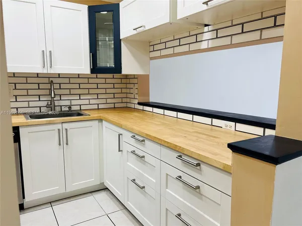 a view of a kitchen counter space