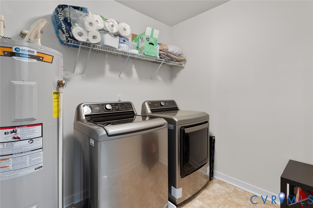 10155 Virginia Road Glen Allen, VA 23060 - Photo 23 of 34 Laundry room with water heater, washer and dryer,