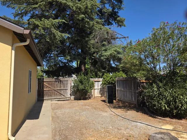 a couple of potted plants in front of house