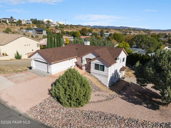 an aerial view of a house