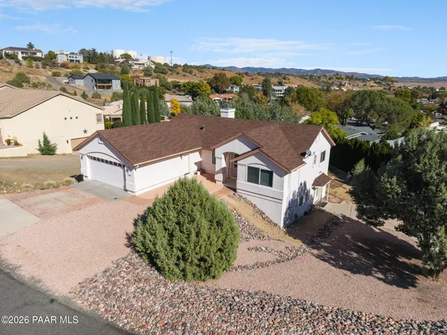 an aerial view of a house