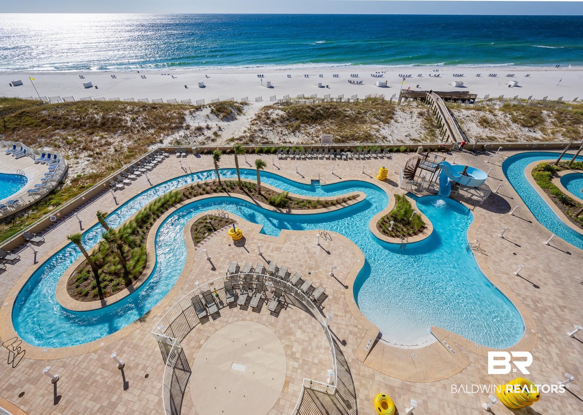 23008 Perdido Beach Boulevard, Unit 506 Orange Beach, AL 36561 - Photo 21 of 48 Birds eye view of property featuring a beach view and a water view