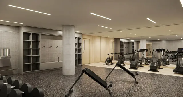 a view of a room with gym equipment