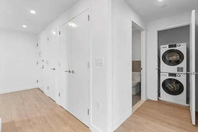 a view of washer and dryer in a utility room