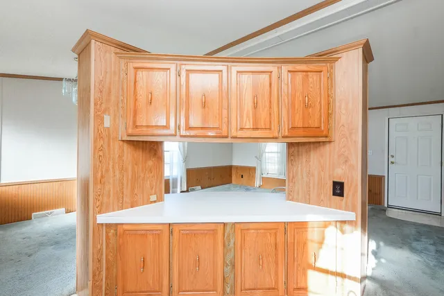 a close view of kitchen island