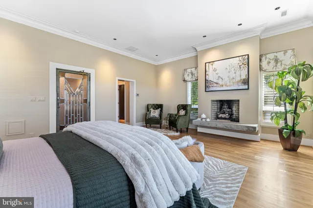 a front view of a house with a chandelier