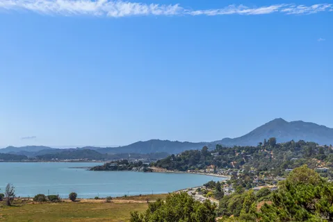 a view of lake and mountain