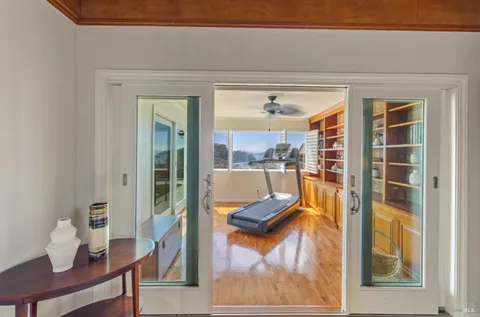 a view of a living room and furniture