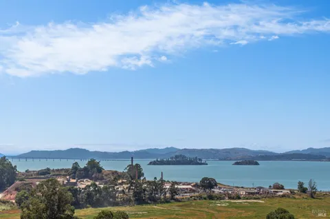 an aerial view of residential house and green space