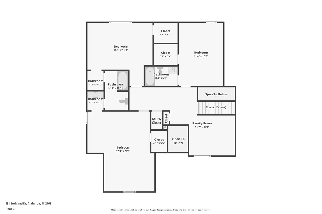 138 Buckland Drive Anderson, SC 29621 - Photo 49 of 49 This detailed floor plan illustrates the spacious layout of the second floor, perfect for comfortable living.