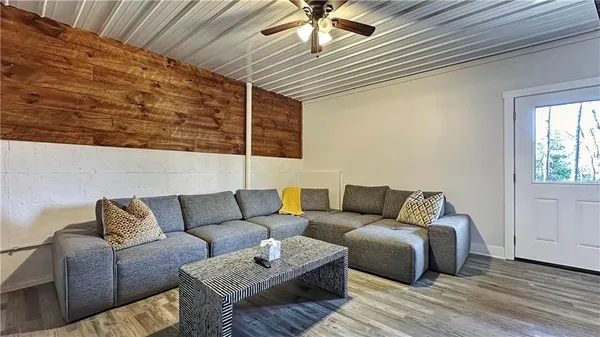 a living room with furniture