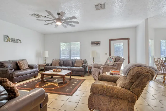 a living room with furniture