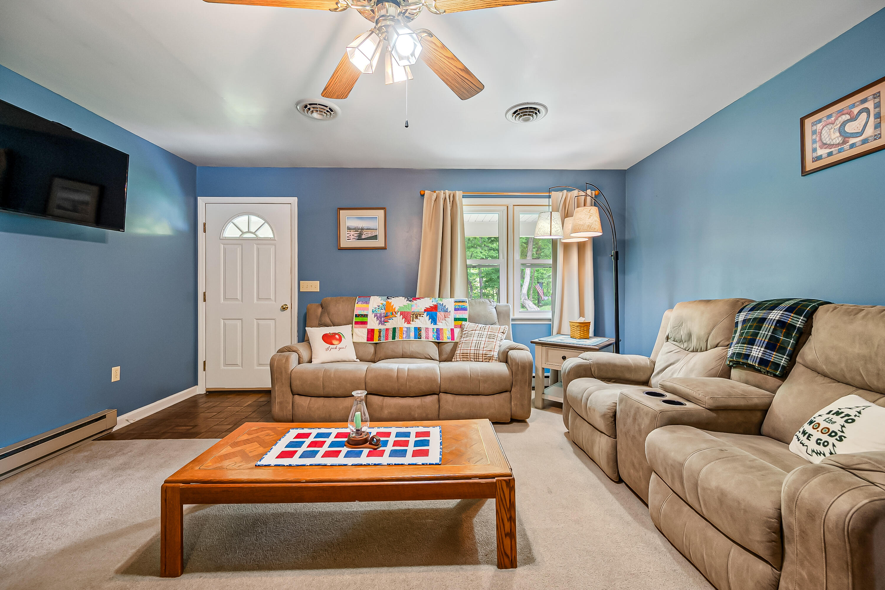 1365 Brake Road Elliston, VA 24087 - Photo 13 of 98 a living room with furniture a flat screen tv and a couch