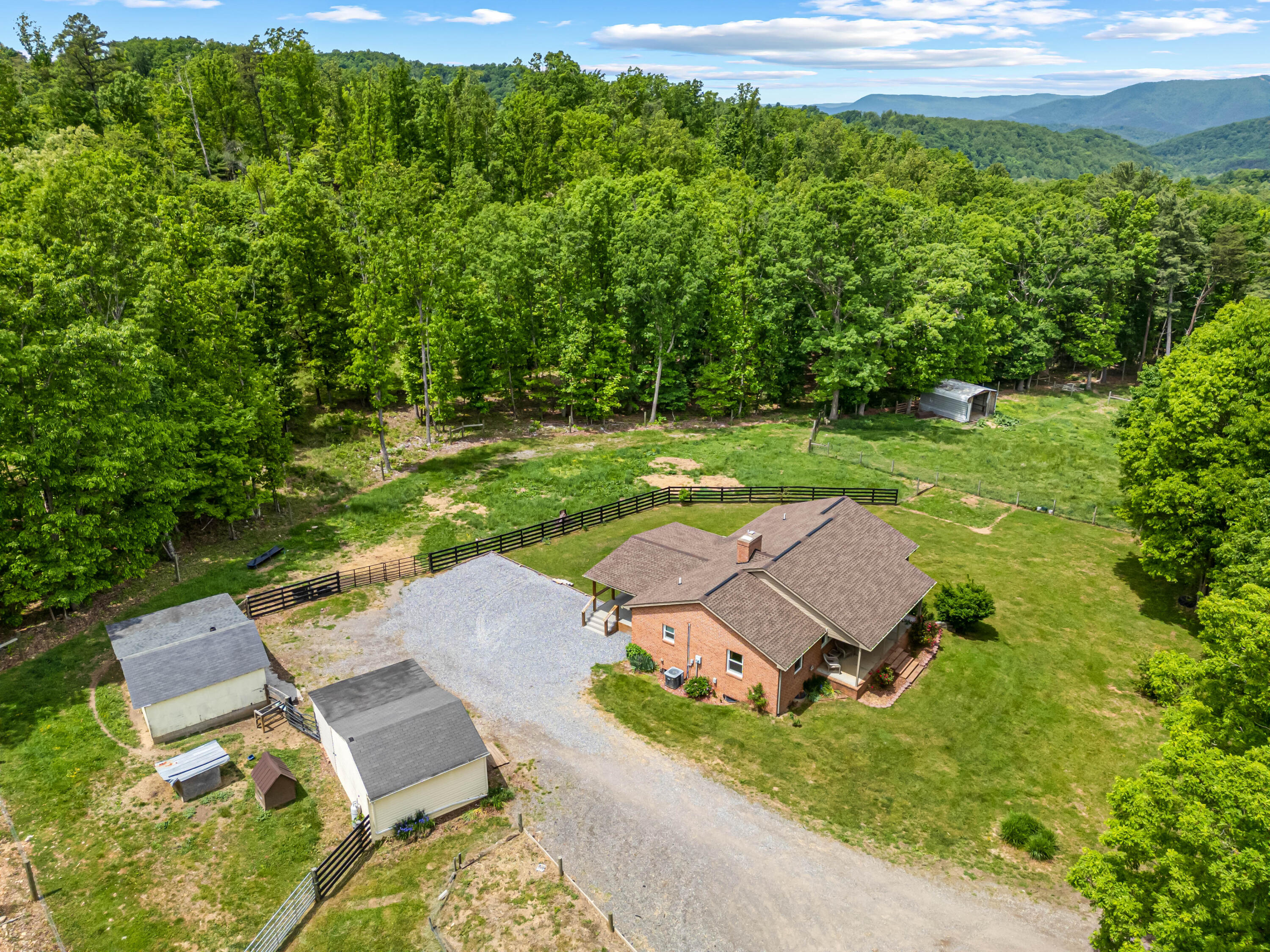 1365 Brake Road Elliston, VA 24087 - Photo 78 of 98 an aerial view of a house with garden space and street view