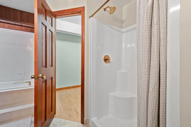 a bathroom with a shower