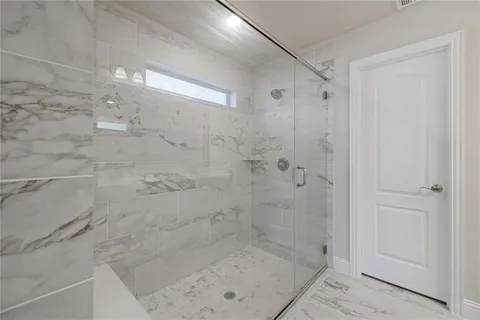 a bathroom with a shower