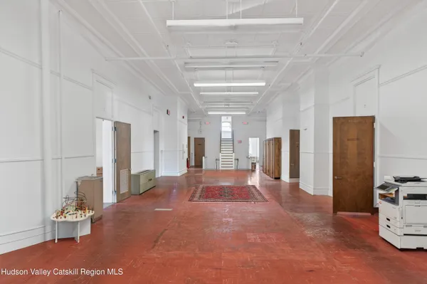 a large room with a large window