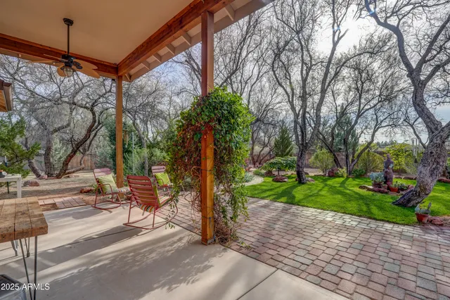 a backyard of a house with lots of green space
